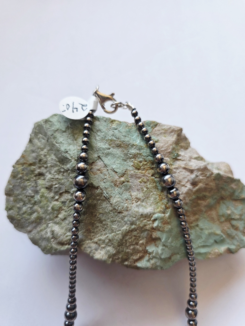 Navajo Pearl Necklace Oxidized Sterling Silver Native American Handmade - Picture 4 of 7